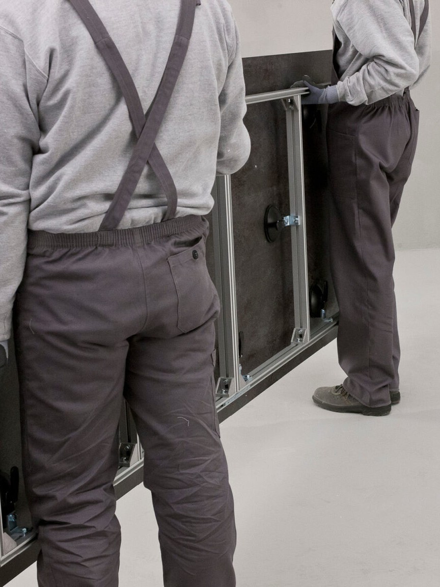 On-site porcelain slab installation