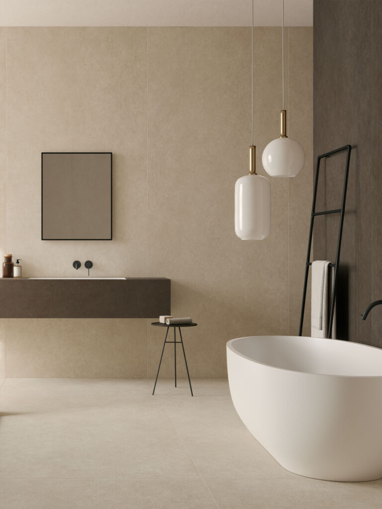 Close-up of Laminam porcelain panel installation